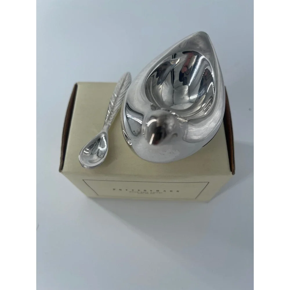 Silver Dove Salt Cellar w. Spoon POTTERY BARN, preowned, orig box